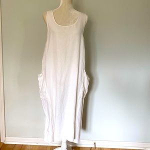 Vintage 90s Flax by Angelheart Dress L White Linen sleeveless